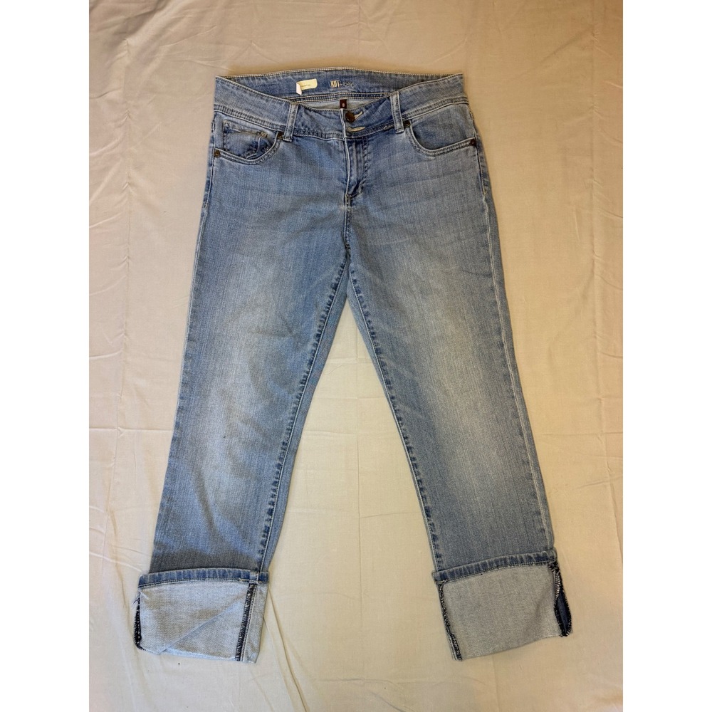 Kut from the Kloth Cameron Straight Leg Cuffed Jeans Light Wash Blue Size 8